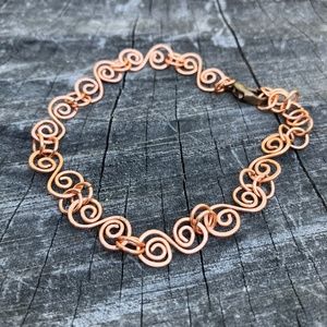 Hammered copper artisan chain link bracelet